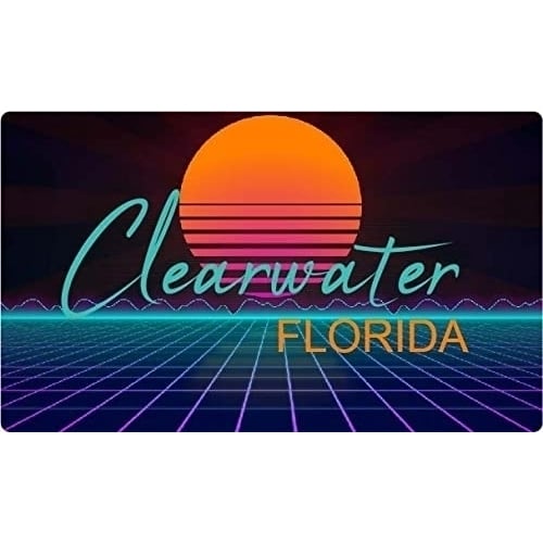 Clearwater Florida 4 X 2.25-Inch Fridge Magnet Retro Neon Design Image 1