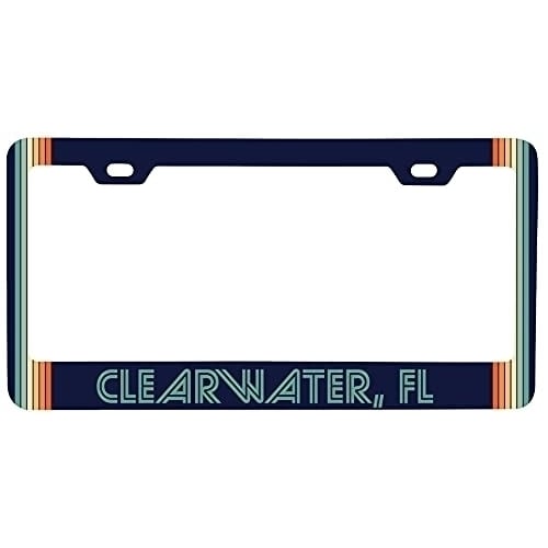 Clearwater Florida Car Metal License Plate Frame Retro Design Image 1