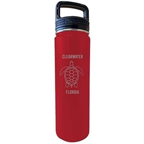 Clearwater Florida Souvenir 32 Oz Engraved Red Insulated Double Wall Stainless Steel Water Bottle Tumbler Image 1