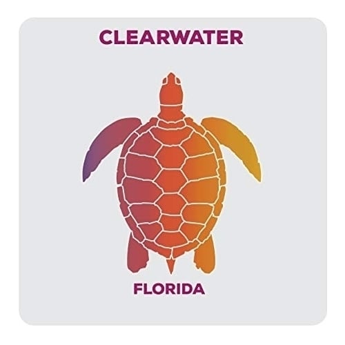 Clearwater Florida Souvenir Acrylic Coaster 4-Pack Turtle Design Image 1