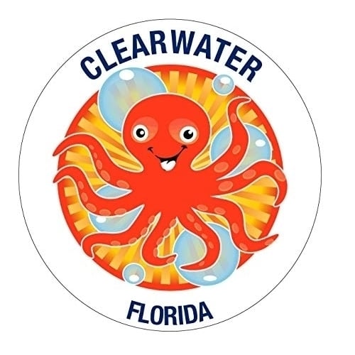 Clearwater Florida Souvenir 4 Inch Vinyl Decal Sticker Octopus Design Image 1