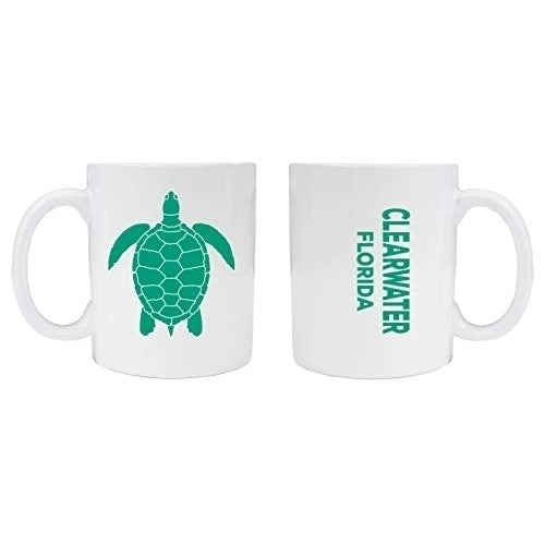 Clearwater Florida Souvenir White Ceramic Coffee Mug 2 Pack Turtle Design Image 1
