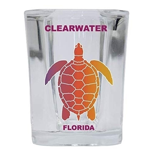 Clearwater Florida Souvenir Rainbow Turtle Design Square Shot Glass 4-pack Image 1