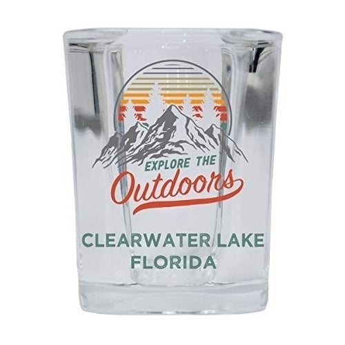 Clearwater Lake Florida Explore the Outdoors Souvenir 2 Ounce Square Base Liquor Shot Glass Image 1