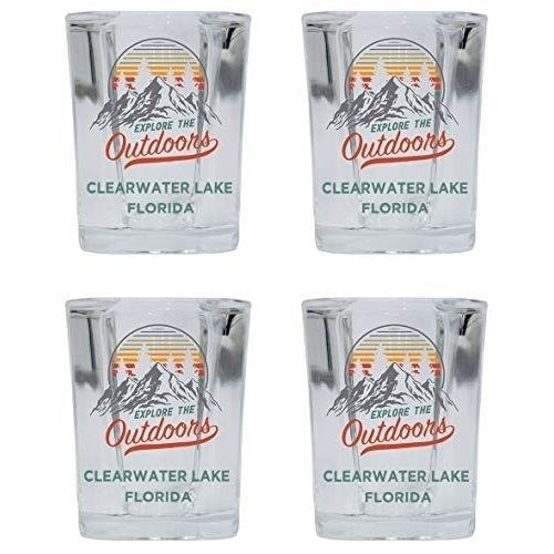 Clearwater Lake Florida Explore the Outdoors Souvenir 2 Ounce Square Base Liquor Shot Glass 4-Pack Image 1