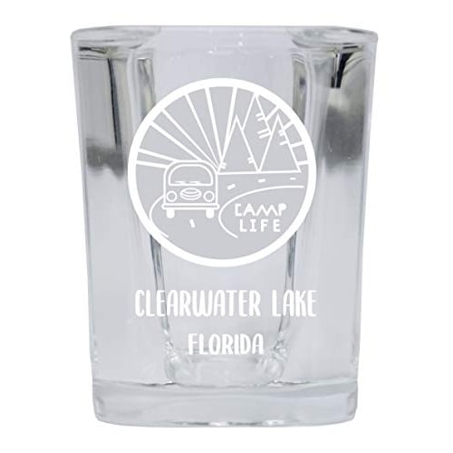Clearwater Lake Florida Souvenir Laser Engraved 2 Ounce Square Base Liquor Shot Glass Camp Life Design Image 1
