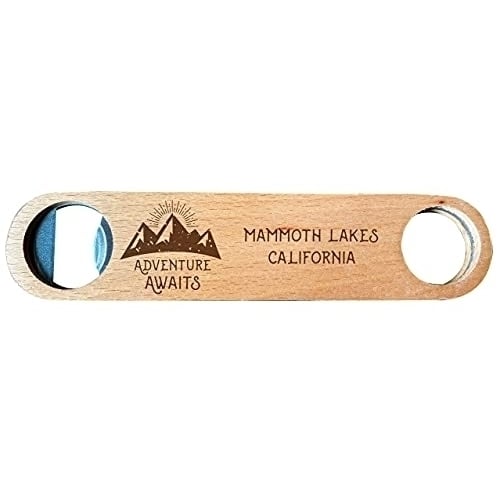 Mammoth Lakes California Laser Engraved Wooden Bottle Opener Adventure Awaits Design Image 1