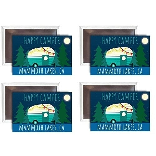 Mammoth Lakes California Souvenir 2x3-Inch Fridge Magnet Happy Camper Design 4-Pack Image 1