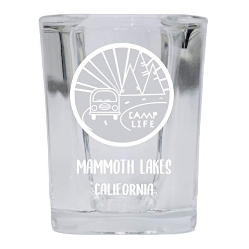 Mammoth Lakes California Souvenir Laser Engraved 2 Ounce Square Base Liquor Shot Glass 4-Pack Camp Life Design Image 1