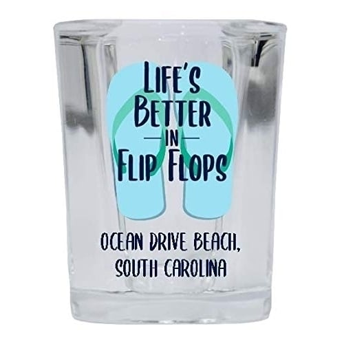 Ocean City Beach Maryland Souvenir 2 Ounce Square Shot Glass Flip Flop Design Image 1