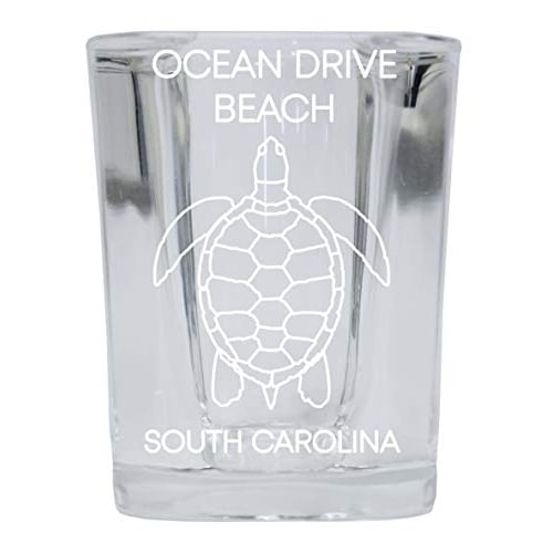 Ocean City Beach Maryland Souvenir 2 Ounce Square Shot Glass laser etched Turtle Design Image 1