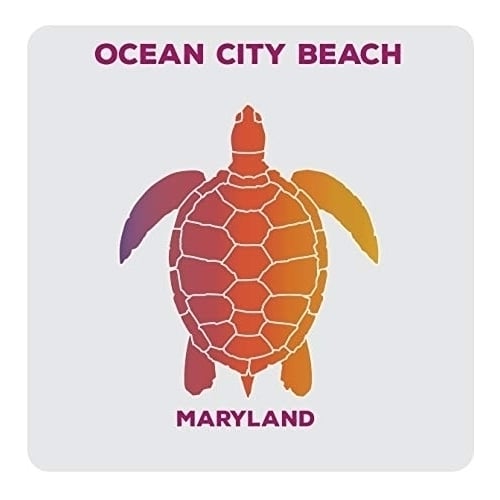 Ocean City Beach Maryland Souvenir Acrylic Coaster 4-Pack Turtle Design Image 1