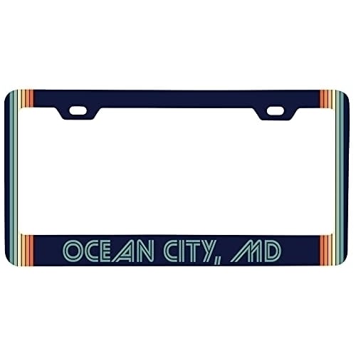 Ocean City Maryland Car Metal License Plate Frame Retro Design Image 1