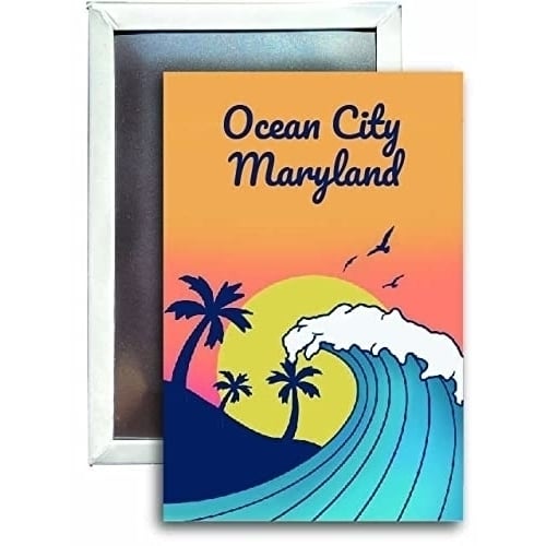 Ocean City Maryland Souvenir 2x3 Fridge Magnet Wave Design Image 1