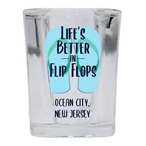 Ocean City Maryland Souvenir 2 Ounce Square Shot Glass Flip Flop Design Image 1