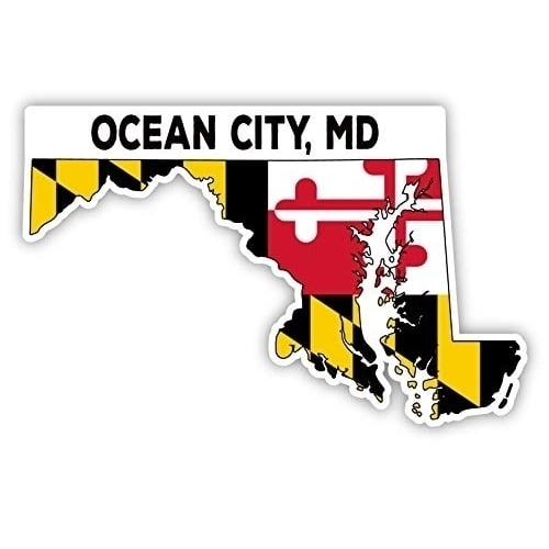 Ocean City Maryland State Shape Vinyl Decal Sticker (Large 8x8-Inch) Image 1