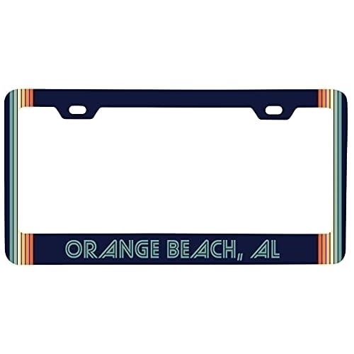 Orange Beach Alabama Car Metal License Plate Frame Retro Design Image 1