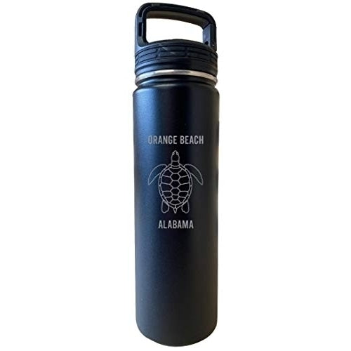 Orange Beach Alabama Souvenir 32 Oz Engraved Black Insulated Double Wall Stainless Steel Water Bottle Tumbler Image 1