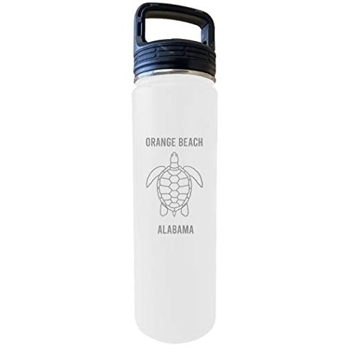Orange Beach Alabama Souvenir 32 Oz Engraved White Insulated Double Wall Stainless Steel Water Bottle Tumbler Image 1
