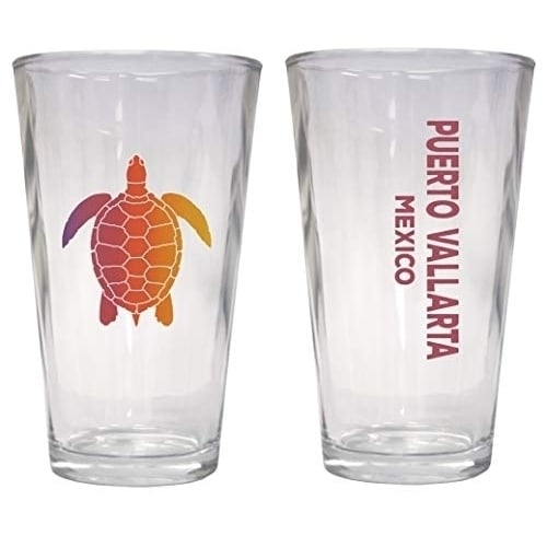 Puerto Vallarta Mexico Souvenir 16 oz Pint Glass Turtle Design Image 1