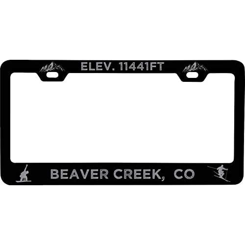 R and R Imports Beaver Creek Colorado Etched Metal License Plate Frame Black Image 1