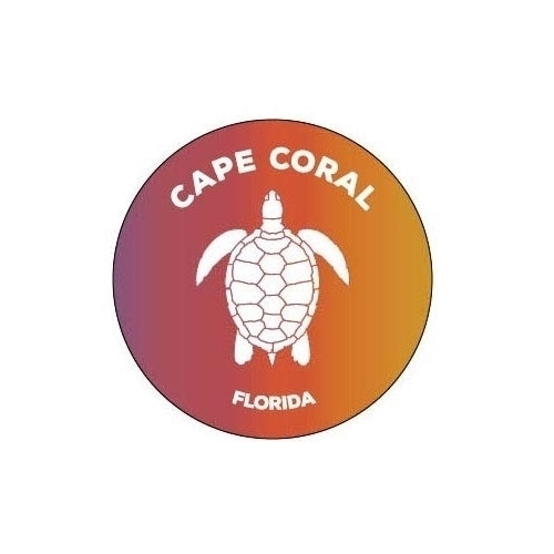 Cape Coral Florida 4 Inch Round Decal Sticker Turtle Design Image 1