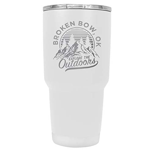 Broken Bow Oklahoma Souvenir Laser Engraved 24 oz Insulated Stainless Steel Tumbler White White. Image 1