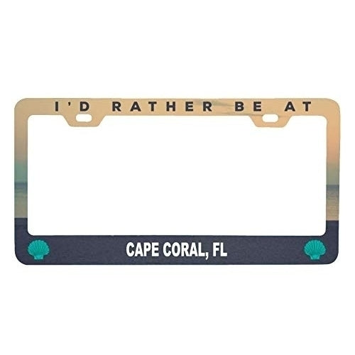 R and R Imports Cape Coral Florida Sea Shell Design Souvenir Metal License Plate Frame Image 1