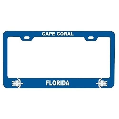R and R Imports Cape Coral Florida Turtle Design Souvenir Metal License Plate Frame Image 1