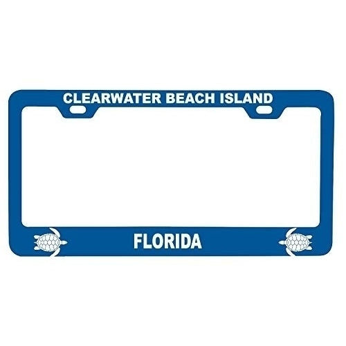 R and R Imports Clearwater Beach Island Florida Turtle Design Souvenir Metal License Plate Frame Image 1