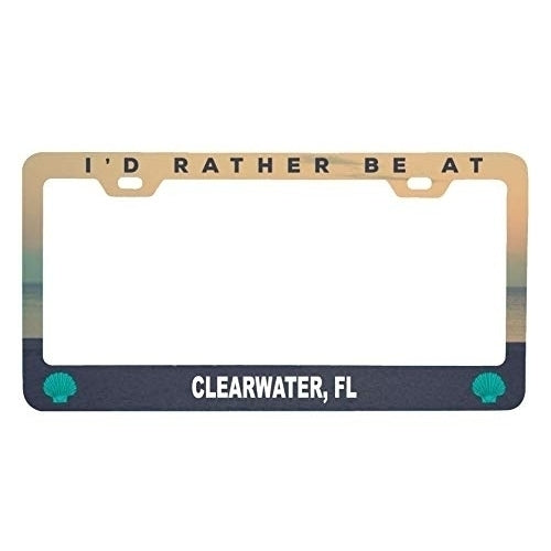 R and R Imports Clearwater Florida Sea Shell Design Souvenir Metal License Plate Frame Image 1