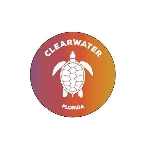 Clearwater Florida 4 Inch Round Decal Sticker Turtle Design Image 1