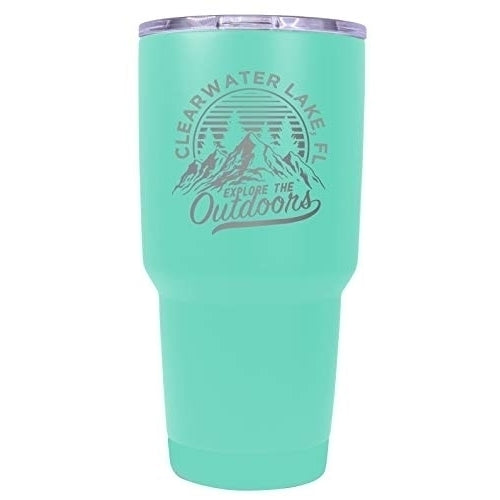 Clearwater Lake Florida Souvenir Laser Engraved 24 oz Insulated Stainless Steel Tumbler Seafoam. Image 1