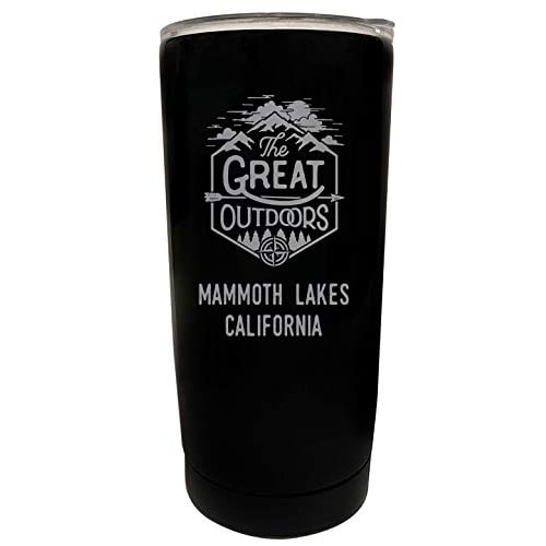 R and R Imports Mammoth Lakes California Etched 16 oz Stainless Steel Insulated Tumbler Outdoor Adventure Design Black. Image 1