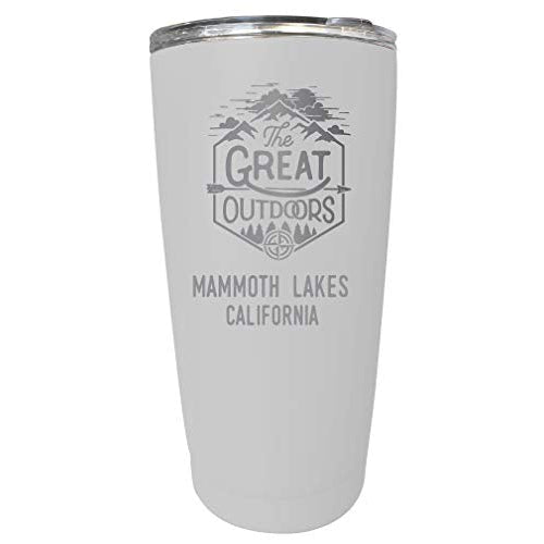 R and R Imports Mammoth Lakes California Etched 16 oz Stainless Steel Insulated Tumbler Outdoor Adventure Design White Image 1