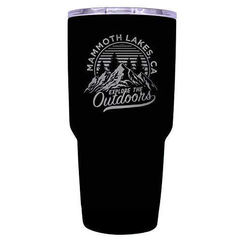 Mammoth Lakes California Souvenir Laser Engraved 24 oz Insulated Stainless Steel Tumbler Black. Image 1