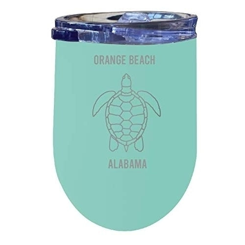R and R Imports Orange Beach Alabama 12 oz Seafoam Laser Etched Insulated Wine Stainless Steel Image 1