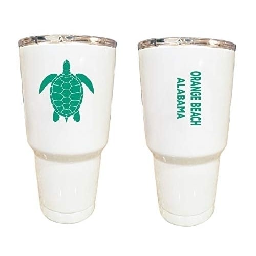 Orange Beach Alabama Souvenir 24 oz Insulated Stainless Steel Tumbler White White. Image 1