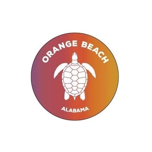 Orange Beach Alabama 4 Inch Round Decal Sticker Turtle Design Image 1