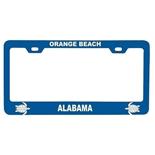 R and R Imports Orange Beach Alabama Turtle Design Souvenir Metal License Plate Frame Image 1