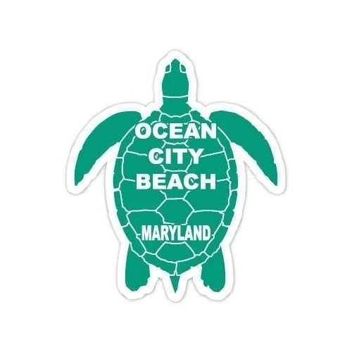 Ocean City Beach Maryland Souvenir 4 Inch Green Turtle Shape Decal Sticke Image 1
