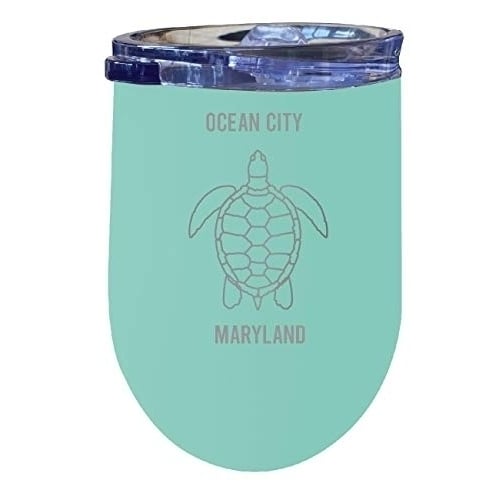 R and R Imports Ocean City Maryland 12 oz Seafoam Laser Etched Insulated Wine Stainless Steel Image 1