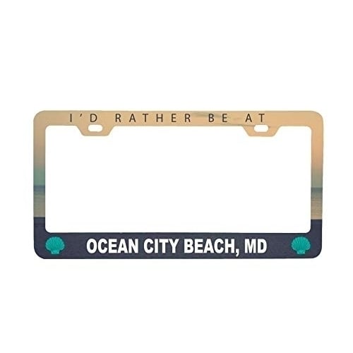 R and R Imports Ocean City Beach Maryland Sea Shell Design Souvenir Metal License Plate Frame Image 1