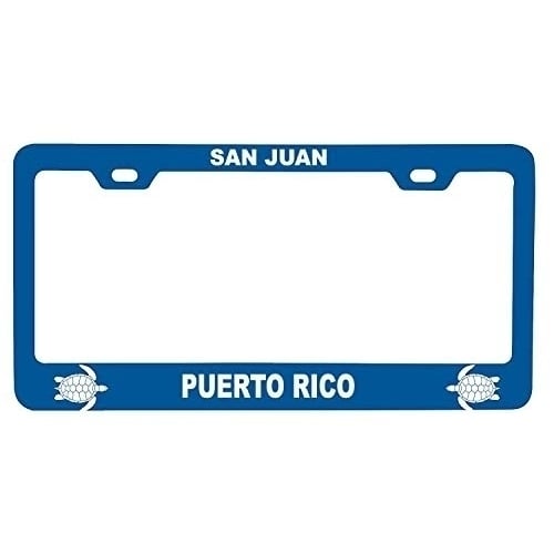 R and R Imports San Juan Puerto Rico Turtle Design Souvenir Metal License Plate Frame Image 1