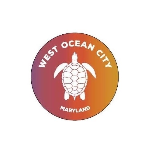 West Ocean City Maryland 4 Inch Round Decal Sticker Turtle Design Image 1