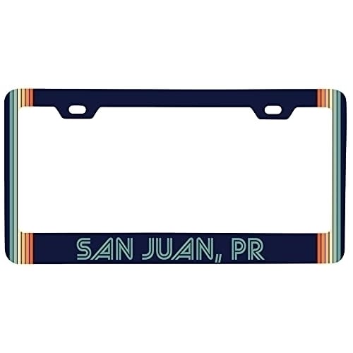 San Juan Puerto Rico Car Metal License Plate Frame Retro Design Image 1