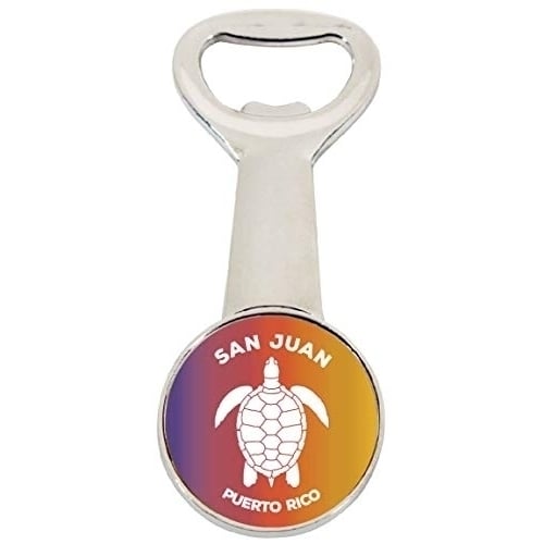 San Juan Puerto Rico Rainbow Turtle Design Souvenir Magnetic Bottle Opener Image 1