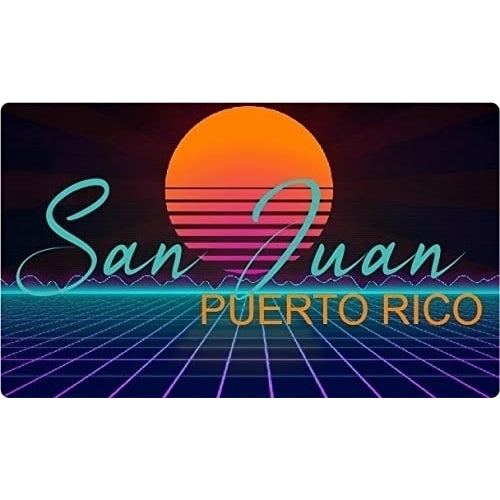 San Juan Puerto Rico 4 X 2.25-Inch Fridge Magnet Retro Neon Design Image 1