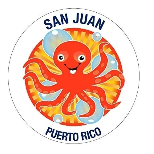 San Juan Puerto Rico Souvenir 4 Inch Vinyl Decal Sticker Octopus Design Image 1