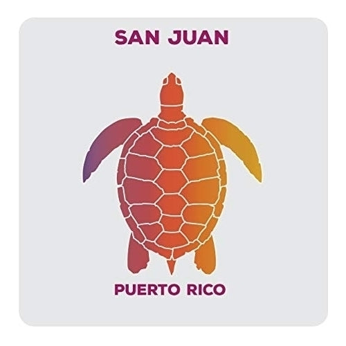 San Juan Puerto Rico Souvenir Acrylic Coaster 4-Pack Turtle Design Image 1
